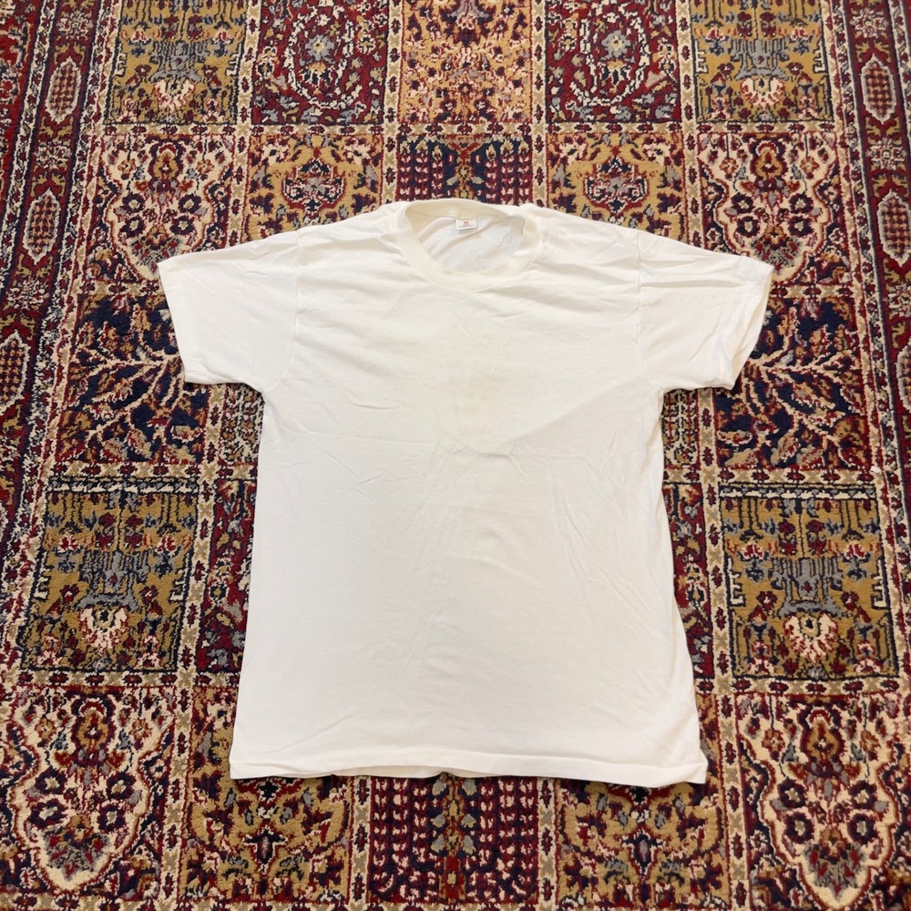 VTG 70s Jockey Combed Cotton White Blank T-Shirt Single Stitch Made in USA M